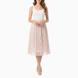 Vintage Floral Lace Tulip Pink Skirt Sz S Balletcore Sheer Boho Fairy Romantic